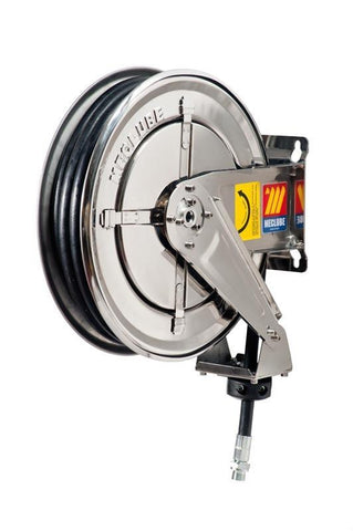 070-2209-410 - Stainless steel automatic hose reel AISI 304 fixed for-ANTIFREEZE-WINDSCREEN-ADBLUE 20 bar Mod. FX-400 with antistatic black rubber hoses EPDM 10M 1/2"