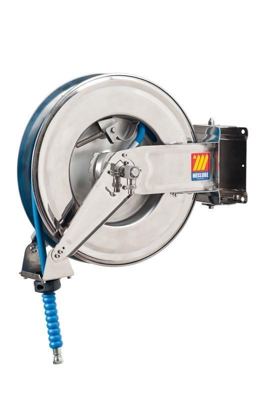 071-2304-315 - Stainless steel automatic hose reel AISI 304 swivelling for water 150°C 200 bar Mod. SX-460 with hose 15M 3/8"