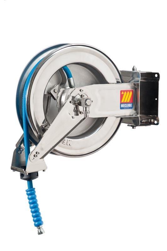 071-2205-210 - Stainless steel automatic hose reel AISI 304 swivelling for water 150°C 400 bar Mod. SX-400 with hose 10M 5/16"