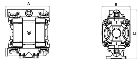 028-P035-AB3 - air-operated double diaphragm pumps Mod. P35 in POLYPROPYLENE Gasket in nbr