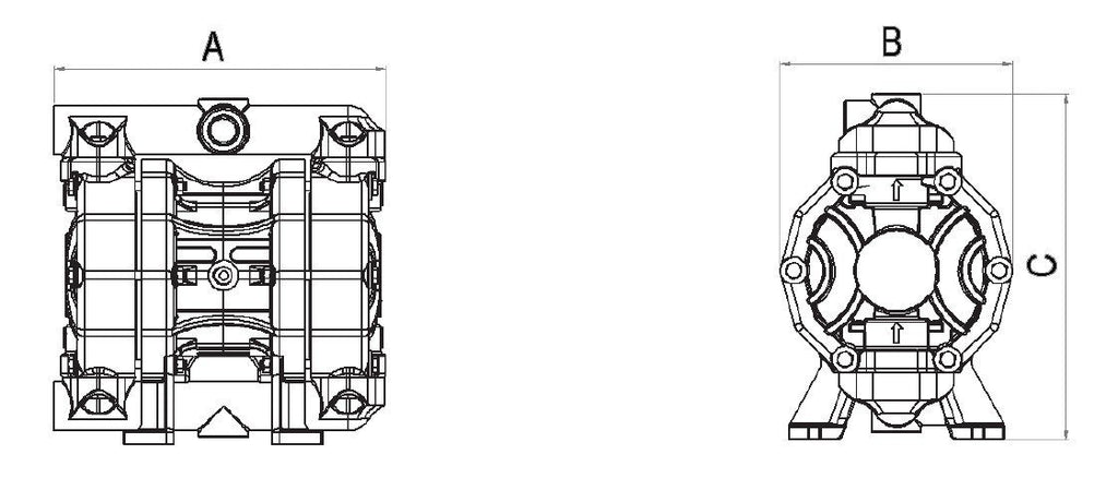 028-P055-AB2 - air-operated double diaphragm pumps Mod. P55 in POLYPROPYLENE Gasket in viton