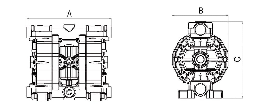 028-P250-AB1 - air-operated double diaphragm pumps Mod. P250 in POLYPROPYLENE Gasket in nbr