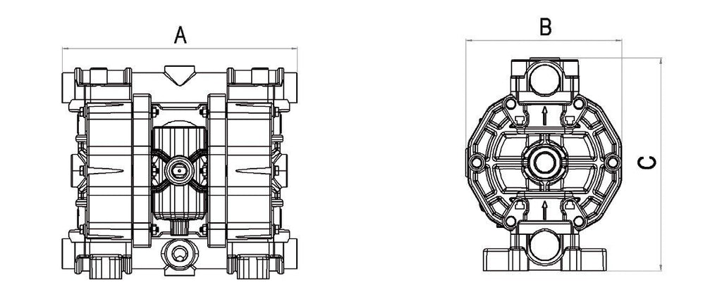 028-A110-AB3 - air-operated double diaphragm pumps Mod. A110 in ALUMINIUM Gasket in ptfe