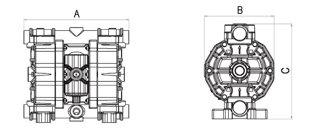 028-A170-AB3 - air-operated double diaphragm pumps Mod. A170 in ALUMINIUM Gasket in ptfe