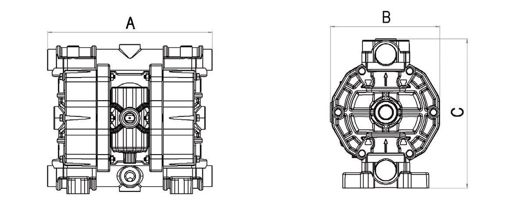028-A250-AB2 - air-operated double diaphragm pumps Mod. A250 in ALUMINIUM Gasket in viton