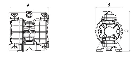 028-F055-AB2 - air operated double diaphragm pumps Mod.FOOD SS55 in stainless steel SS AISI 316 balls in ptfe