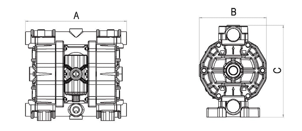 028-F110-AB2 - air operated double diaphragm pumps Mod.FOOD SS110 in stainless steel SS AISI 316 balls in ptfe